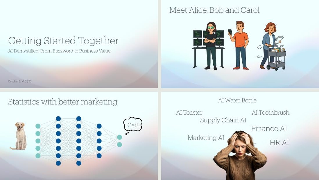 Four slides from an introductory AI workshop